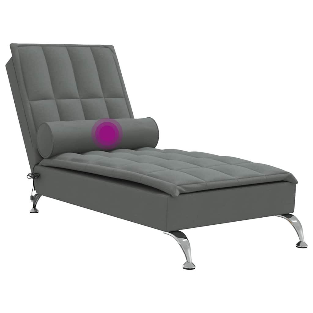 Chaise Longue Massaggi con Capezzale Grigio Scuro in Tessuto - homemem39