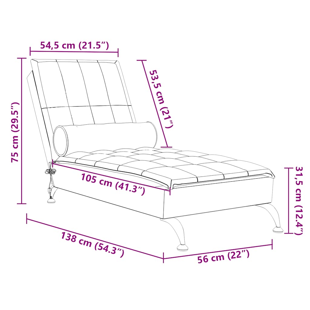 Chaise Longue Massaggi con Capezzale Grigio Scuro in Tessuto - homemem39