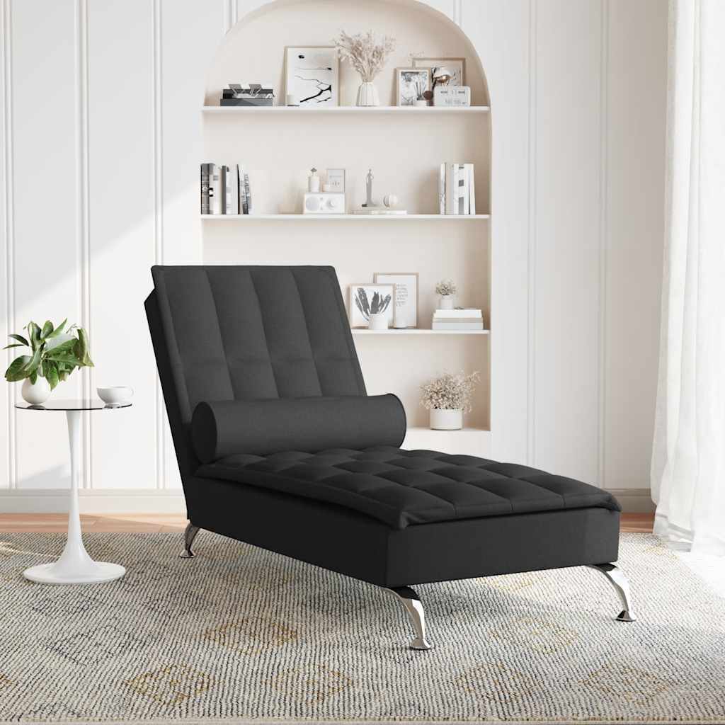 Chaise Longue Massaggi con Capezzale Nero in Tessuto