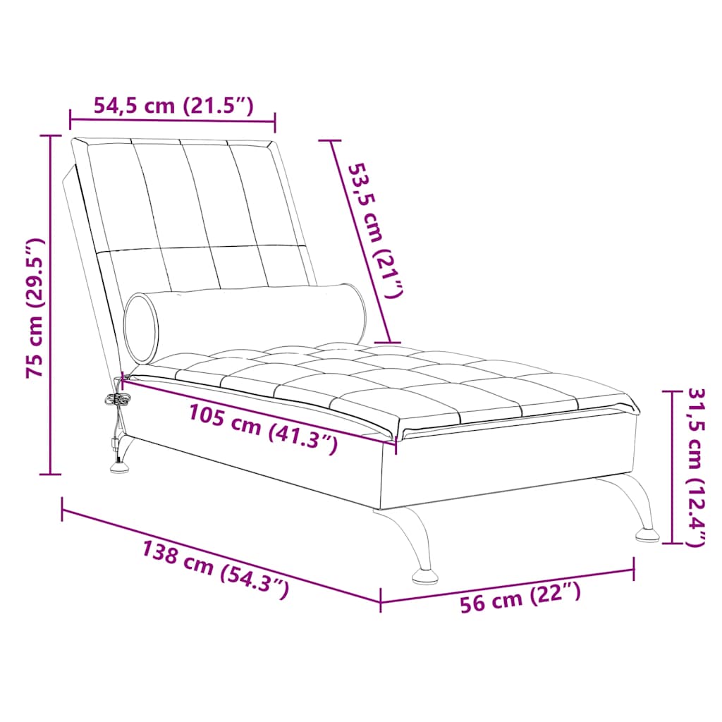 Chaise Longue Massaggi con Capezzale Marrone in Tessuto