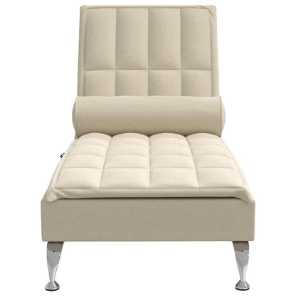 Chaise Longue Massaggi con Capezzale Crema in Tessuto