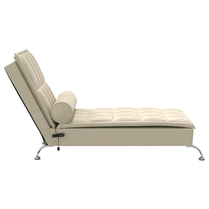 Chaise Longue Massaggi con Capezzale Crema in Tessuto