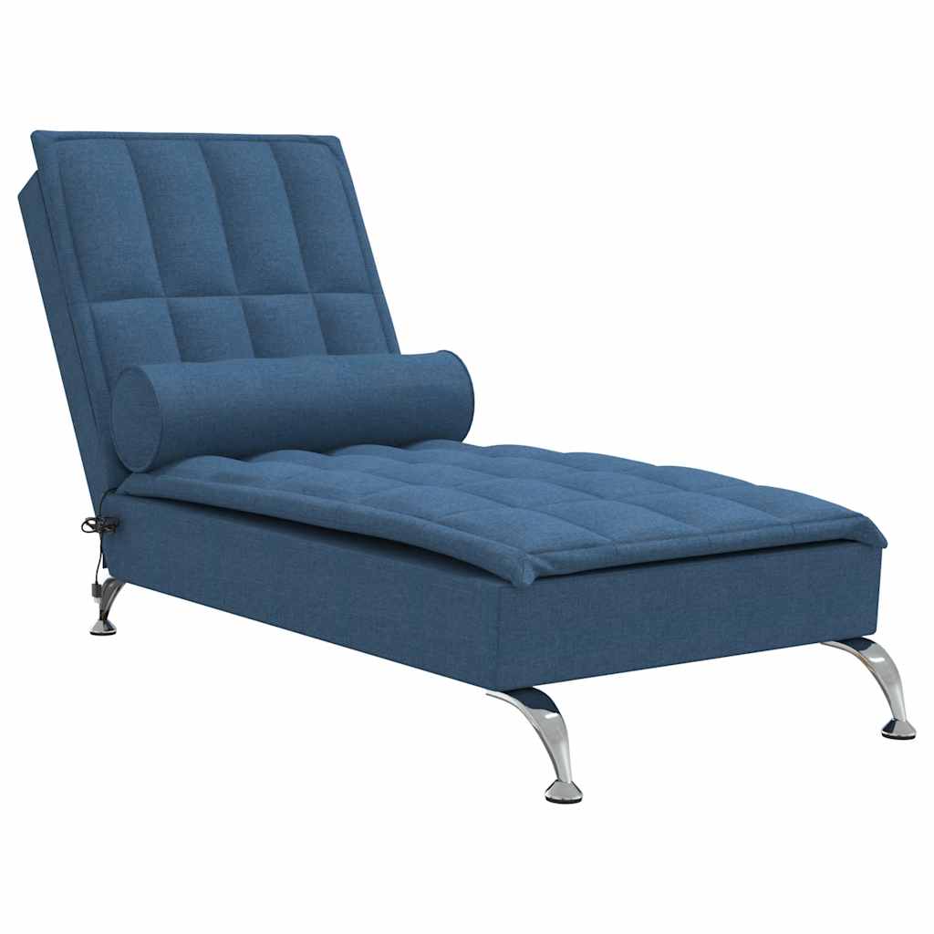 Chaise Longue Massaggi Cuscino a Rullo Blu in Tessuto - homemem39