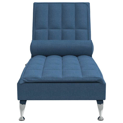 Chaise Longue Massaggi Cuscino a Rullo Blu in Tessuto - homemem39