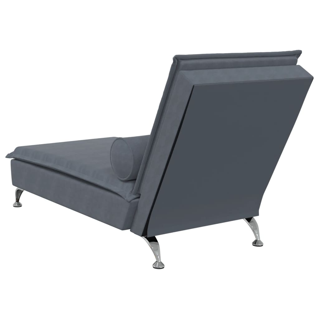 Chaise Longue Massaggi con Capezzale Grigio Scuro in Velluto