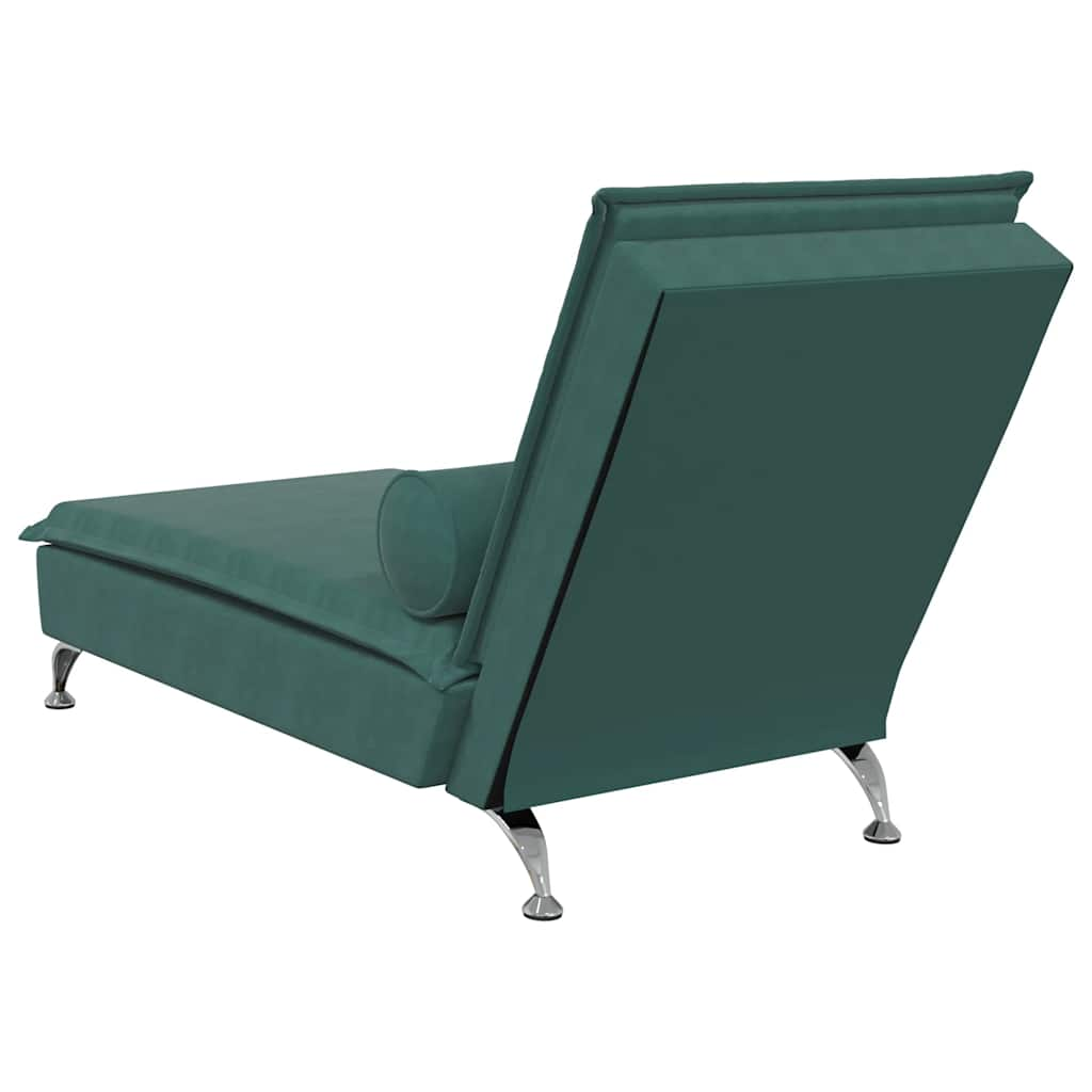 Chaise Longue Massaggi con Capezzale Verde Scuro in Velluto