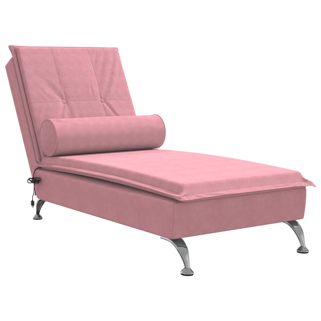 Chaise Longue Massaggi con Cuscino Rosa in Velluto - homemem39