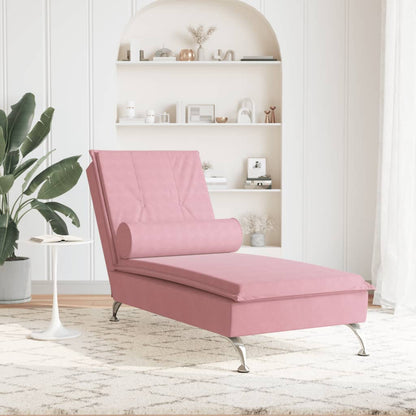 Chaise Longue Massaggi con Cuscino Rosa in Velluto - homemem39