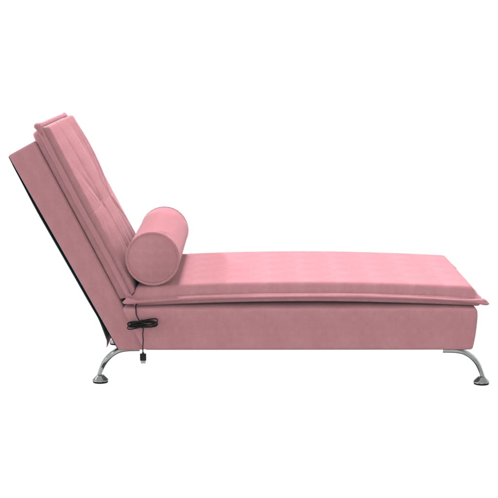 Chaise Longue Massaggi con Cuscino Rosa in Velluto - homemem39