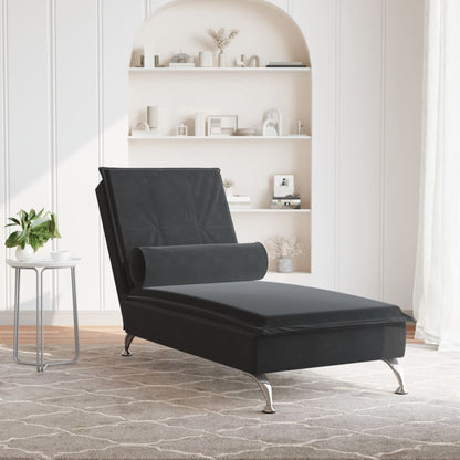 Chaise Longue Massaggi con Cuscino a Rullo Nero in Velluto - homemem39