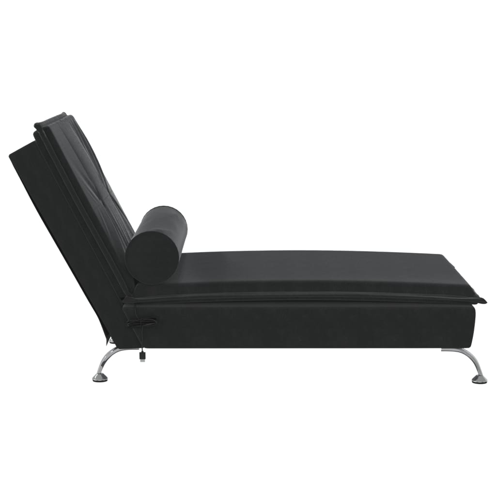 Chaise Longue Massaggi con Cuscino a Rullo Nero in Velluto - homemem39