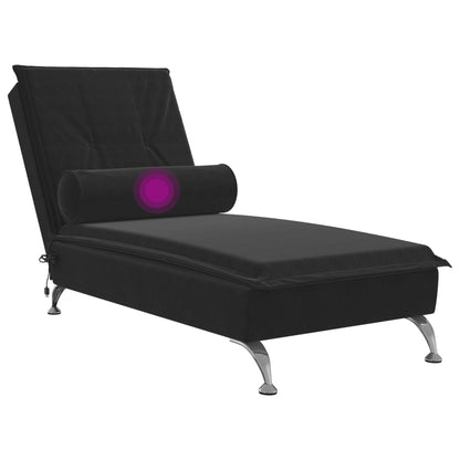 Chaise Longue Massaggi con Cuscino a Rullo Nero in Velluto - homemem39