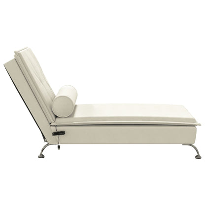 Chaise Longue Massaggi con Cuscino a Rullo Crema in Velluto - homemem39