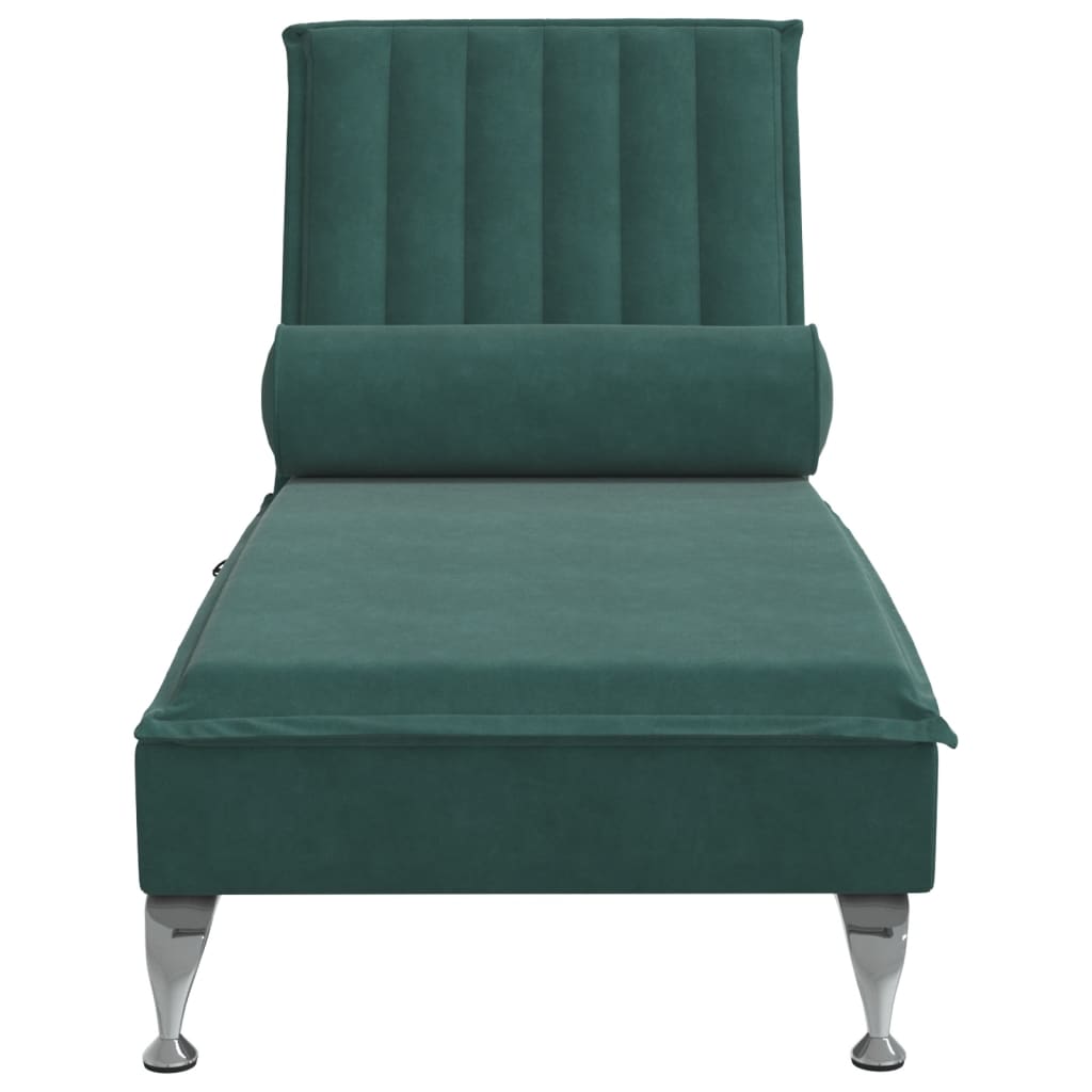 Chaise Longue Massaggi con Capezzale Verde Scuro in Velluto - homemem39