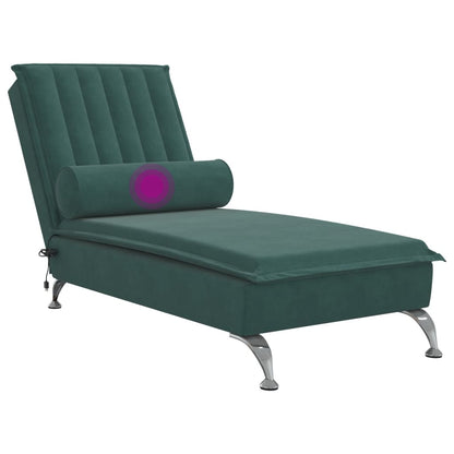 Chaise Longue Massaggi con Capezzale Verde Scuro in Velluto - homemem39