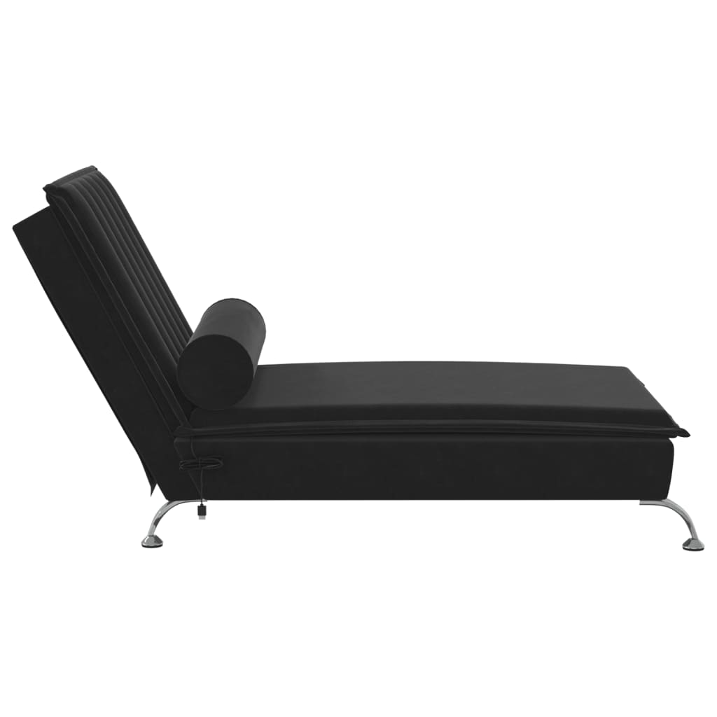 Massage-Chaiselongue mit schwarzem Samt-Rollkissen