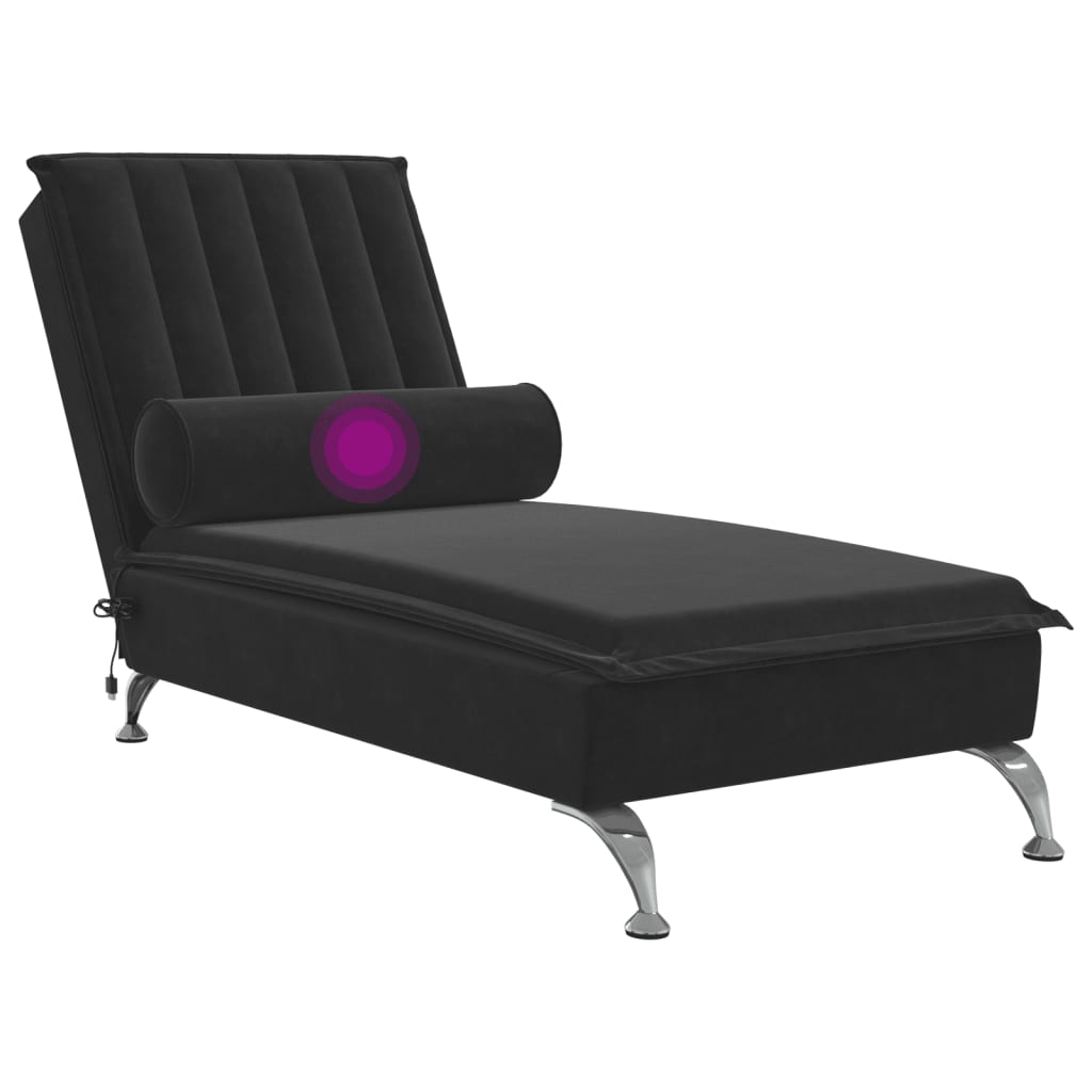 Massage-Chaiselongue mit schwarzem Samt-Rollkissen