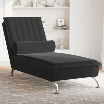 Massage-Chaiselongue mit schwarzem Samt-Rollkissen