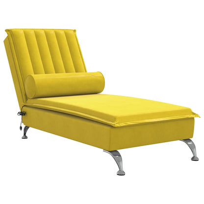 Chaise Longue Massaggi con Cuscino a Rullo Giallo in Velluto - homemem39