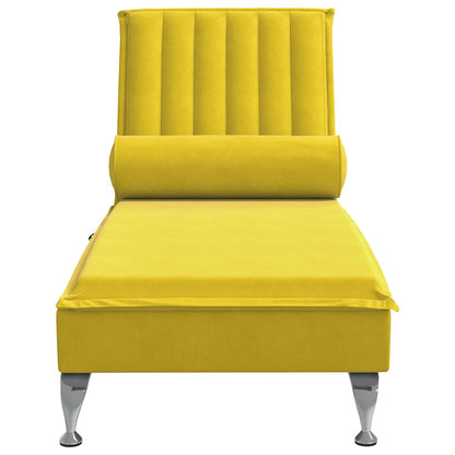 Chaise Longue Massaggi con Cuscino a Rullo Giallo in Velluto - homemem39