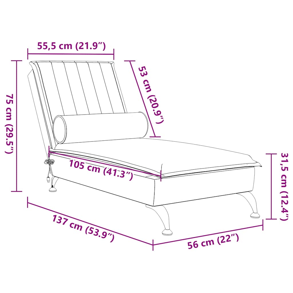 Chaise Longue Massaggi con Cuscino a Rullo Giallo in Velluto - homemem39