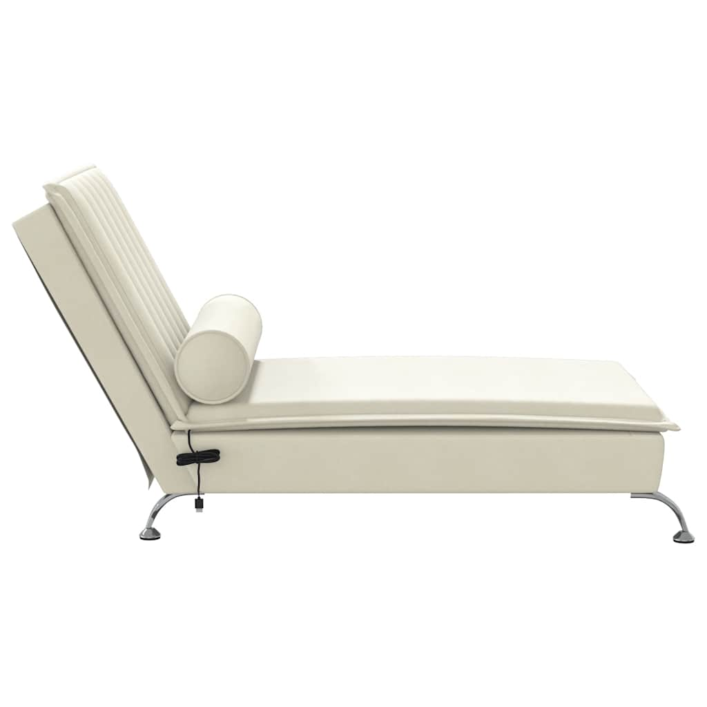 Chaise Longue Massaggi con Cuscino a Rullo Crema in Velluto - homemem39