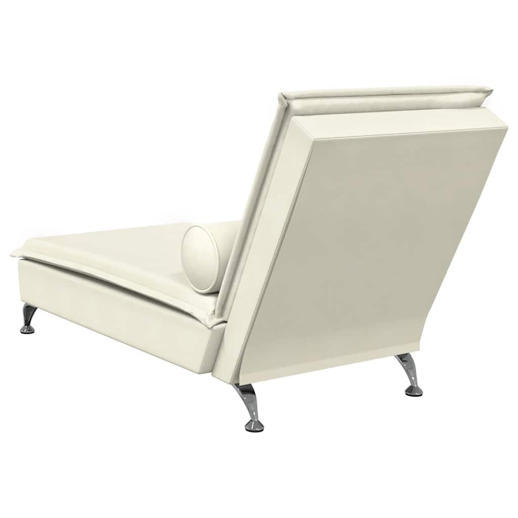 Chaise Longue Massaggi con Cuscino a Rullo Crema in Velluto - homemem39