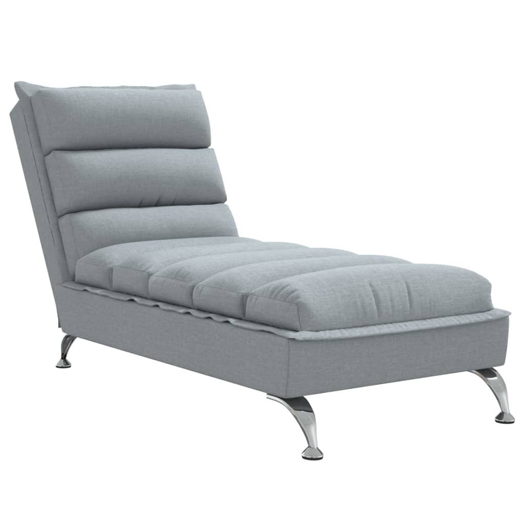 Chaise Longue con Cuscini Grigio Chiaro in Tessuto - homemem39