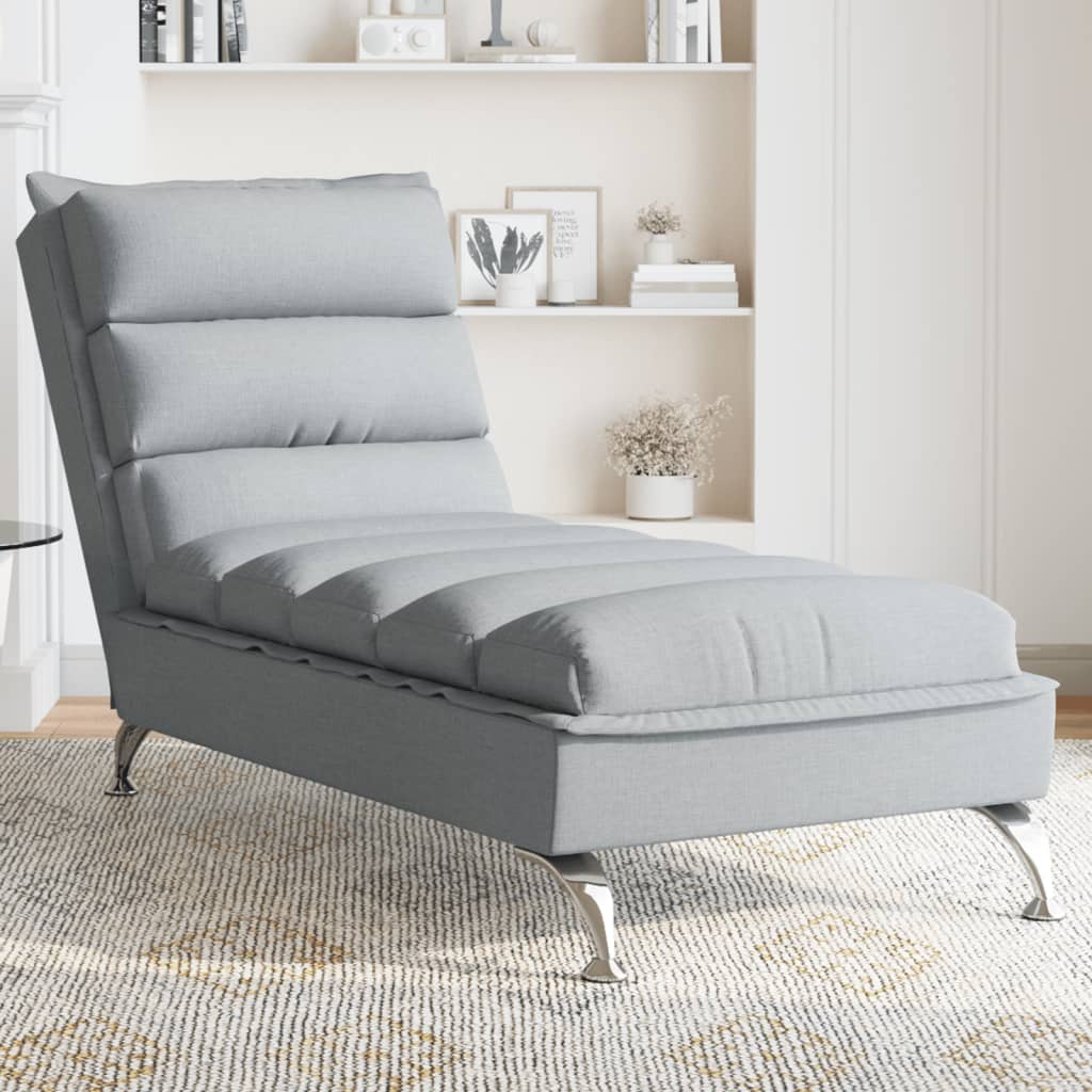 Chaise Longue con Cuscini Grigio Chiaro in Tessuto - homemem39