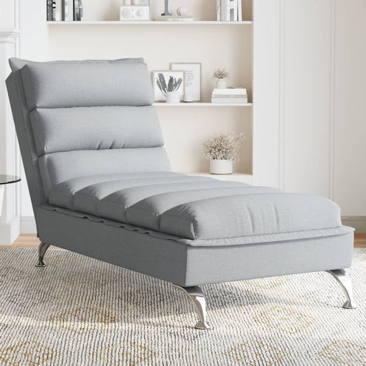 Chaise Longue con Cuscini Grigio Chiaro in Tessuto - homemem39