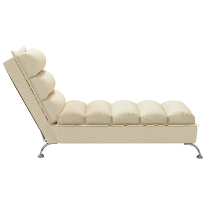 Chaise Longue con Cuscini Crema in Tessuto - homemem39