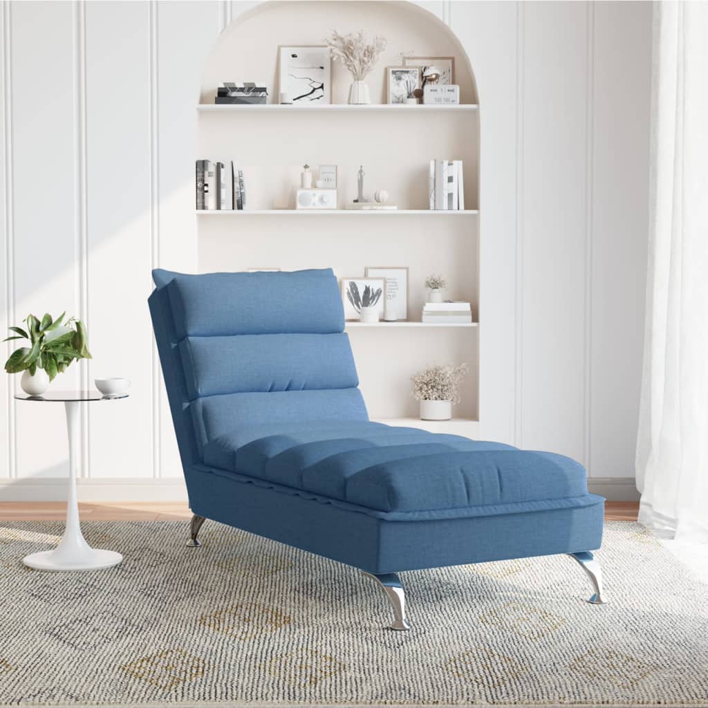 Chaise Longue con Cuscini Blu in Tessuto - homemem39