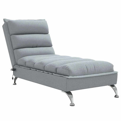 Chaise Longue Massaggi con Cuscini Grigio Chiaro in Tessuto