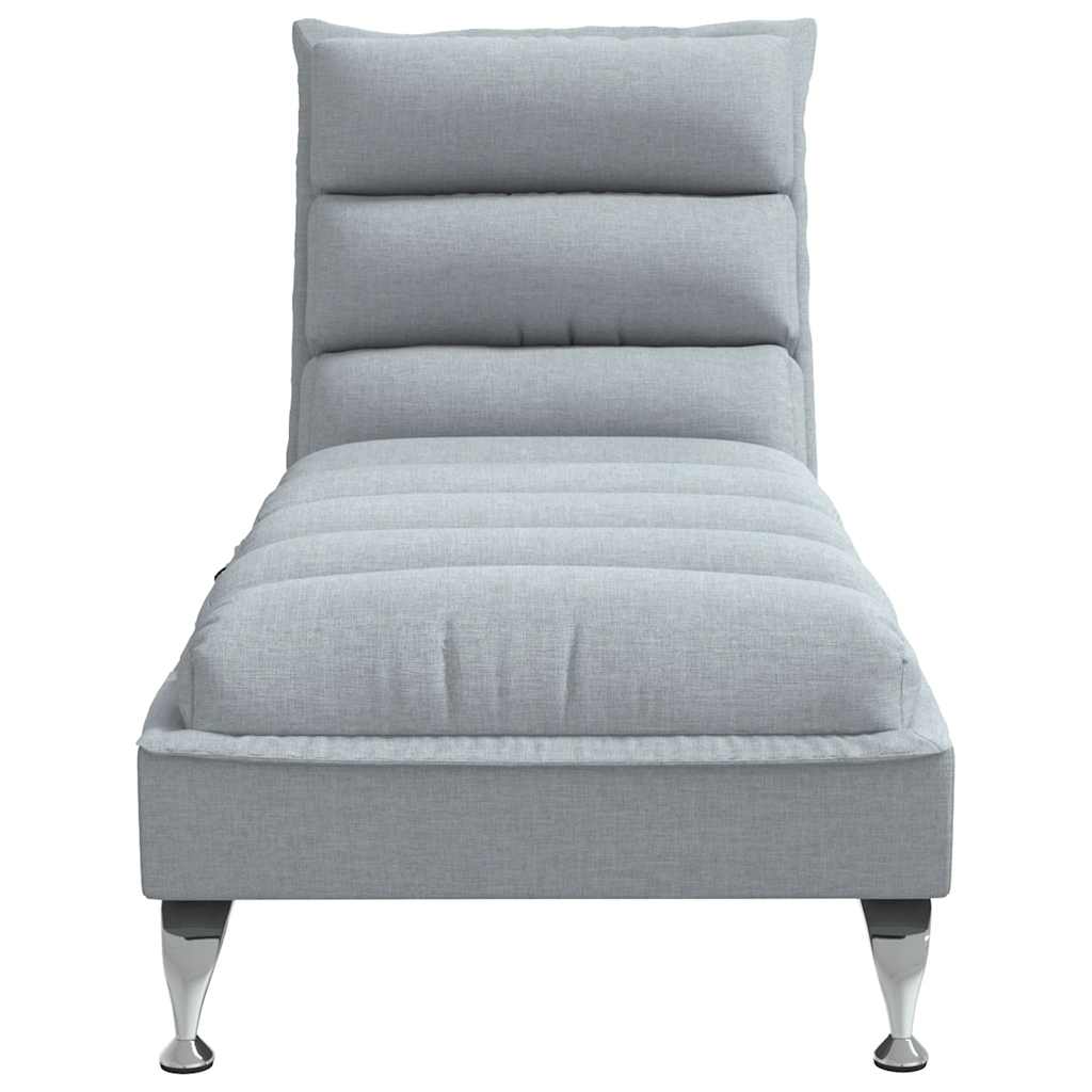 Chaise Longue Massaggi con Cuscini Grigio Chiaro in Tessuto - homemem39