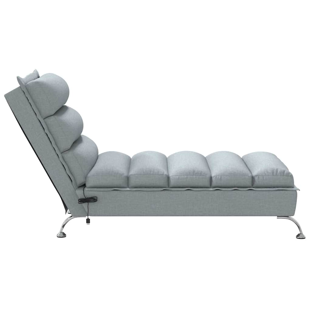 Chaise Longue Massaggi con Cuscini Grigio Chiaro in Tessuto - homemem39