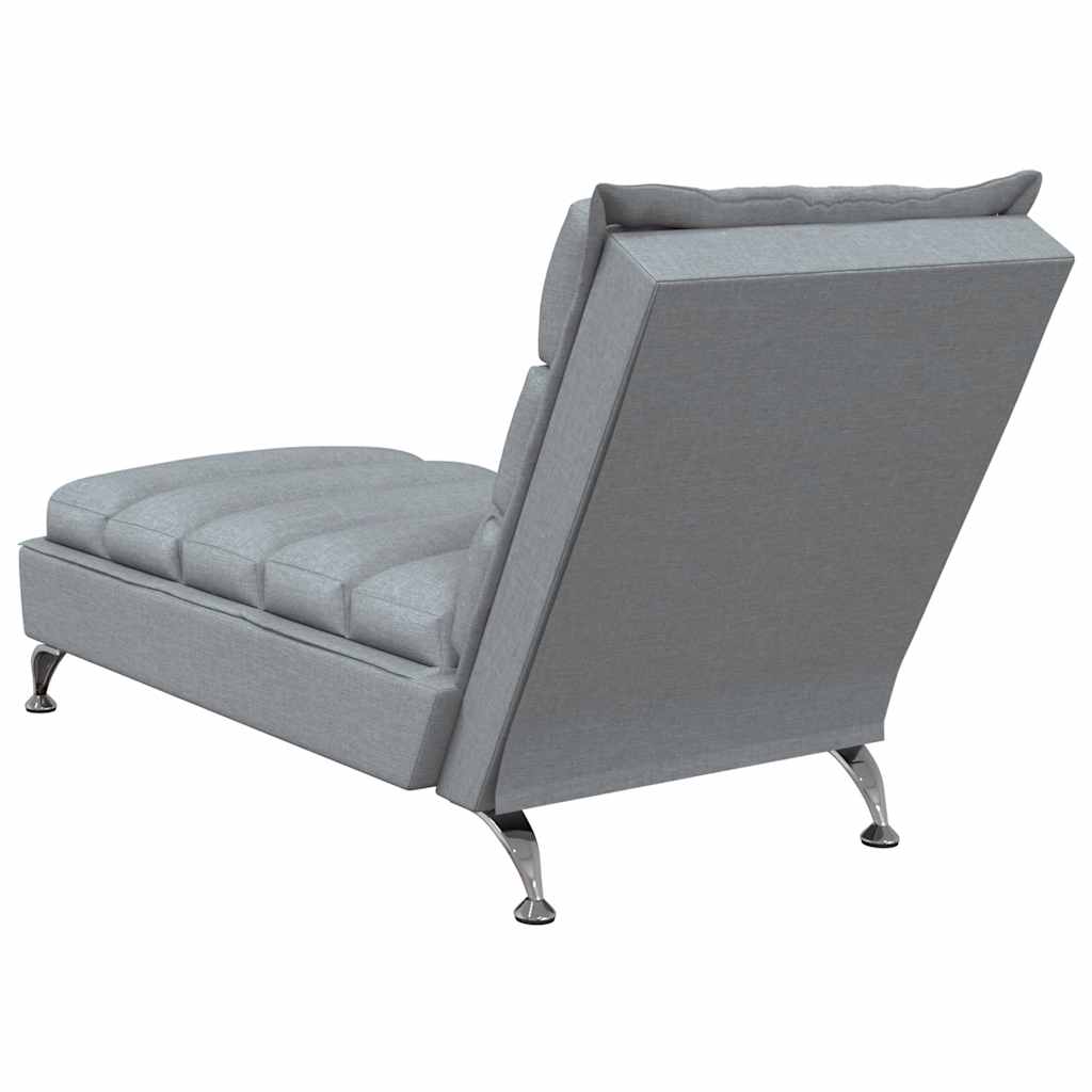 Chaise Longue Massaggi con Cuscini Grigio Chiaro in Tessuto