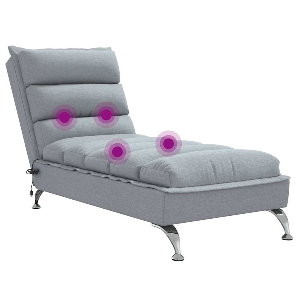 Chaise Longue Massaggi con Cuscini Grigio Chiaro in Tessuto - homemem39