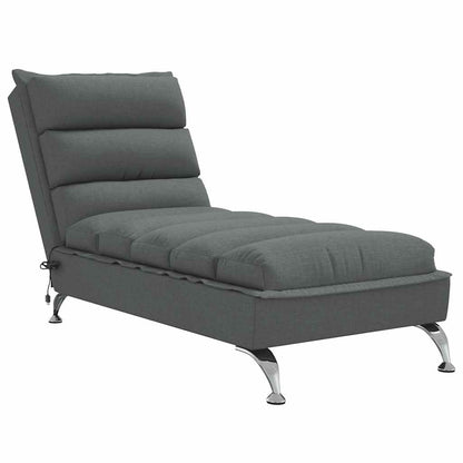 Chaise Longue Massaggi con Cuscini Grigio Scuro in Tessuto