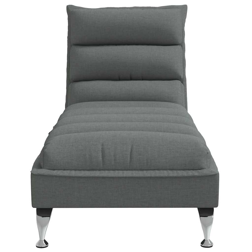 Chaise Longue Massaggi con Cuscini Grigio Scuro in Tessuto