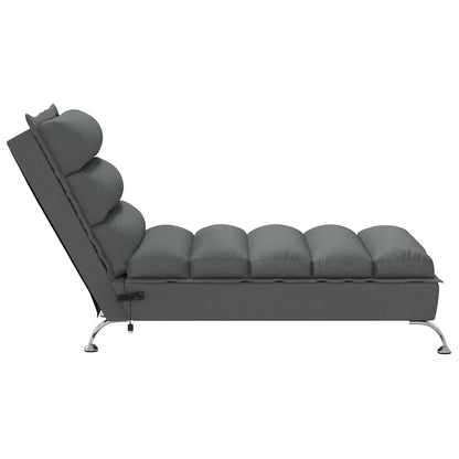 Chaise Longue Massaggi con Cuscini Grigio Scuro in Tessuto