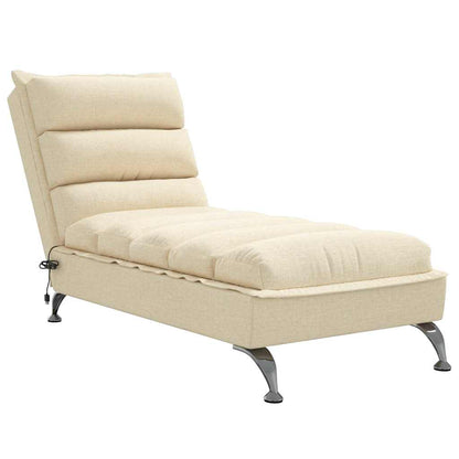 Chaise Longue Massaggi con Cuscini Crema in Tessuto