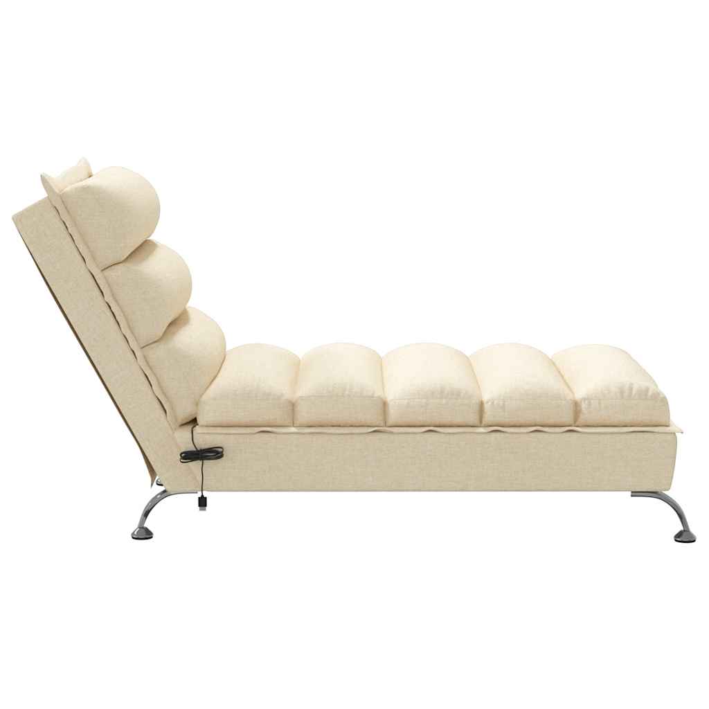 Chaise Longue Massaggi con Cuscini Crema in Tessuto - homemem39