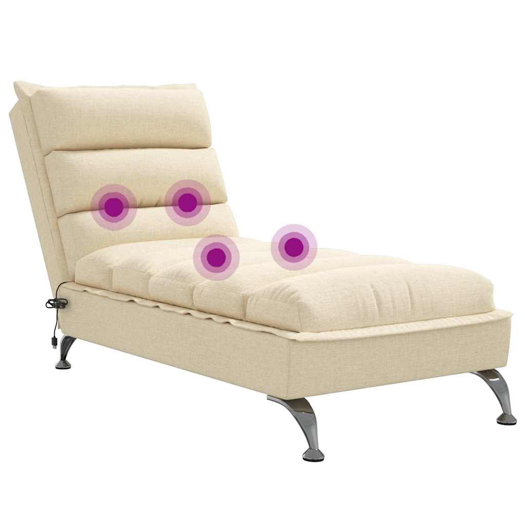 Chaise Longue Massaggi con Cuscini Crema in Tessuto - homemem39