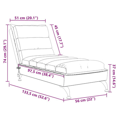 Chaise Longue Massaggi con Cuscini Crema in Tessuto