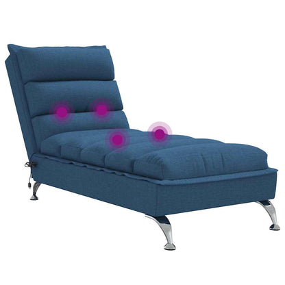 Chaise Longue Massaggi con Cuscini Blu in Tessuto