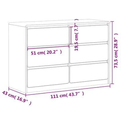 Cassettiera SAUDA Rovere 111x43x73,5 cm cm Legno Massello Pino