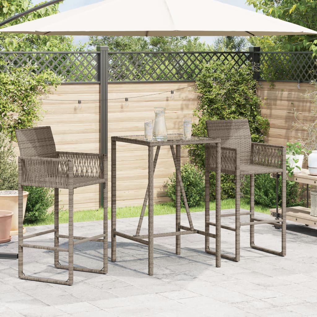 Tavolo da Bar da Esterno Grigio 70x70x110 cm in Polyrattan - homemem39