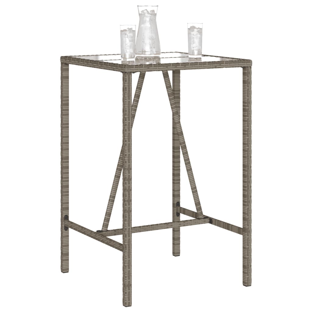 Tavolo da Bar da Esterno Grigio 70x70x110 cm in Polyrattan - homemem39