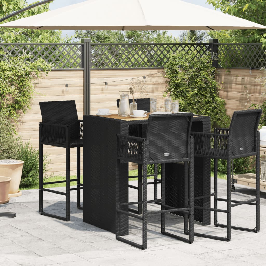 Tavolo Bar da Giardino Piano in Acacia 105x80x110 cm Polyrattan - homemem39