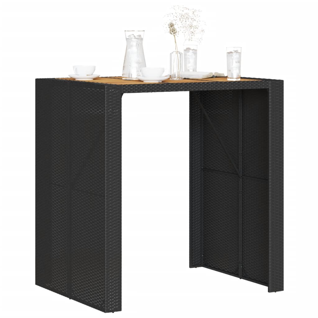 Tavolo Bar da Giardino Piano in Acacia 105x80x110 cm Polyrattan - homemem39